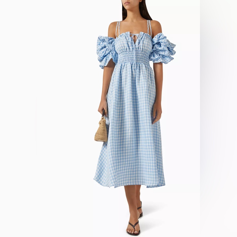 NWOT Sleeper linen Arle puff sleeve midi dress